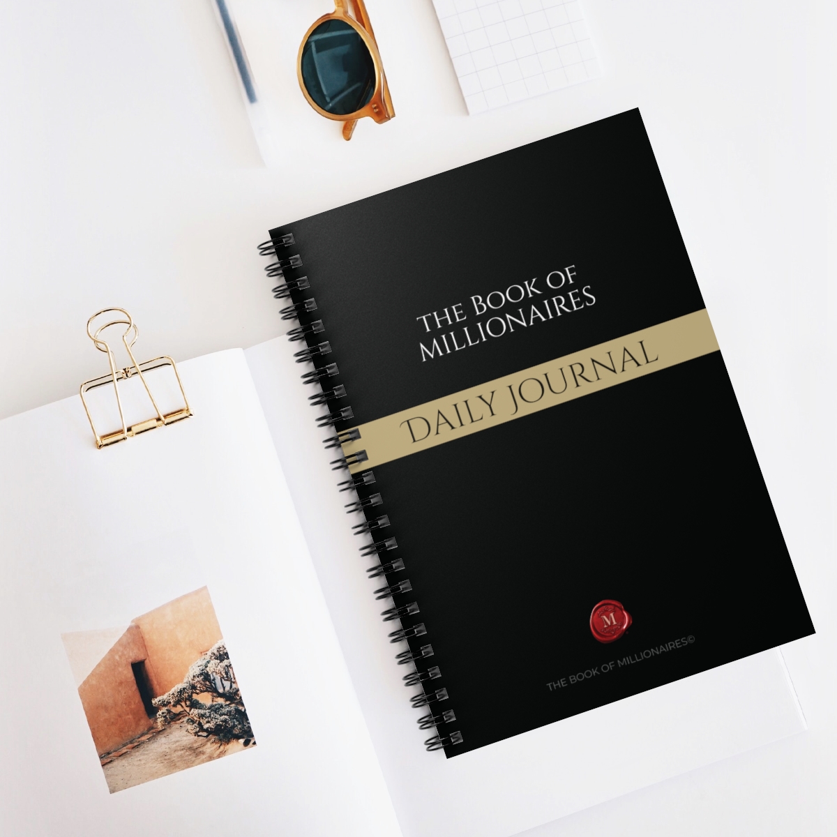 Black Spiral Daily Journal Notebook - Ruled Line